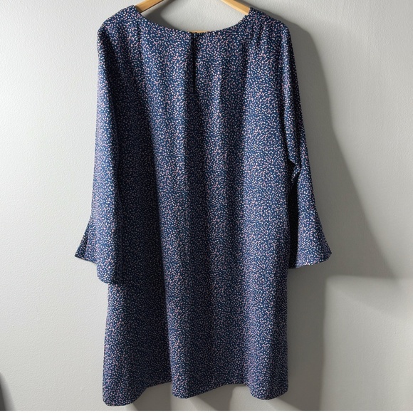 Ann Taylor Shift Dress Confetti 3/4 Sleeve Pockets Blue Purple Round Neck Sz 16 - Picture 3 of 12